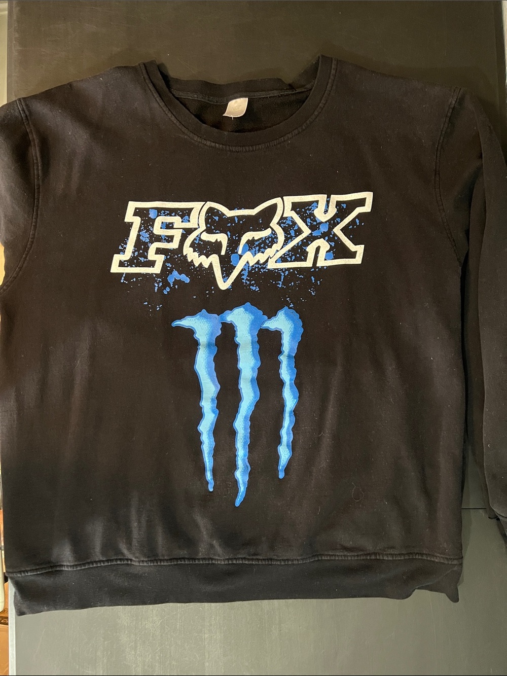 Fox Black Sweatshirt with Blue Monster Claw Graphic